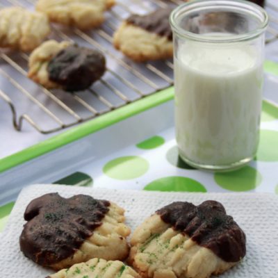 Mint Chocolate Dipped Shortbread Cookies Recipe | The Preserves Project