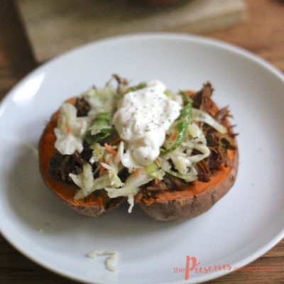 Pulled Pork Stuffed Sweet Potato | The Preserves Project